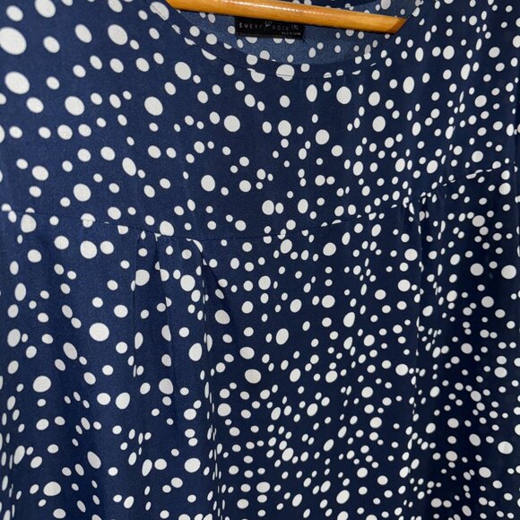 Emery Rose Navy Polka Dot Short Sleeve Top Women’s 1XL Minimalist Classic - Picture 3 of 10